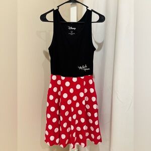 Disney Minnie Mouse Black Red Polka Dot Dress